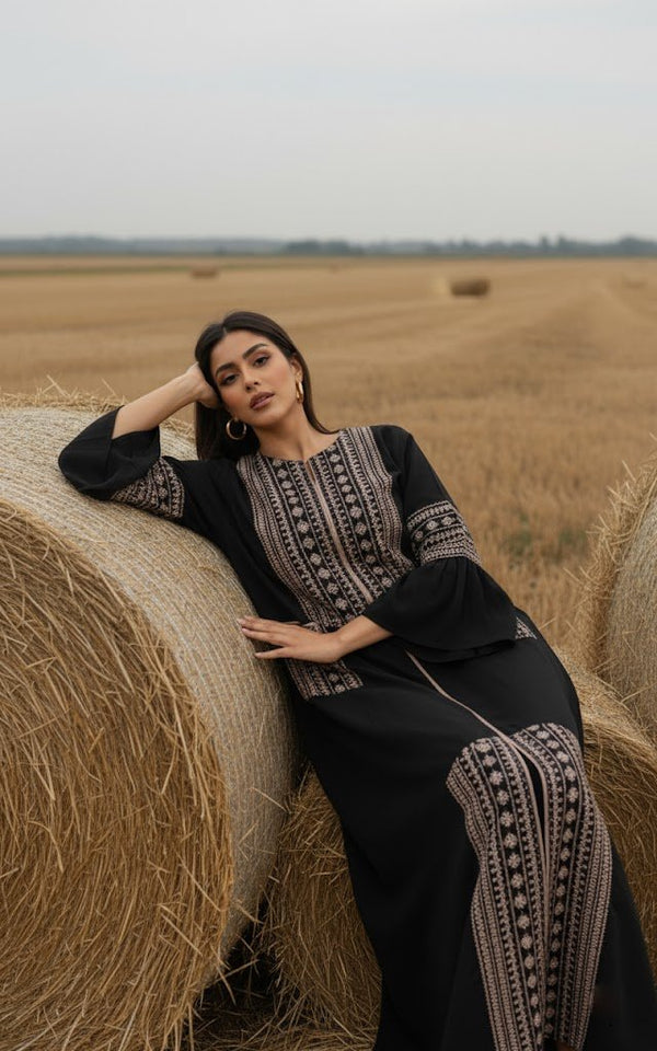 Hooriya Embroidered Black Abaya